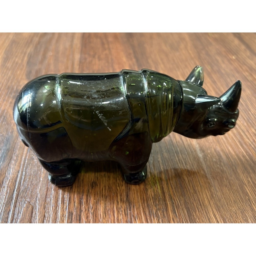 Vintage Avon Rhinoceros Cologne Decanter‎ Bottle Dark Green 4 Fl Oz After Shave